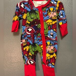 BAMBOO Marvel Avengers Kids Footie - Red, Blue, and Green